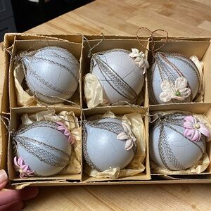 Charming Silver and Pink Holiday Ornament Collection